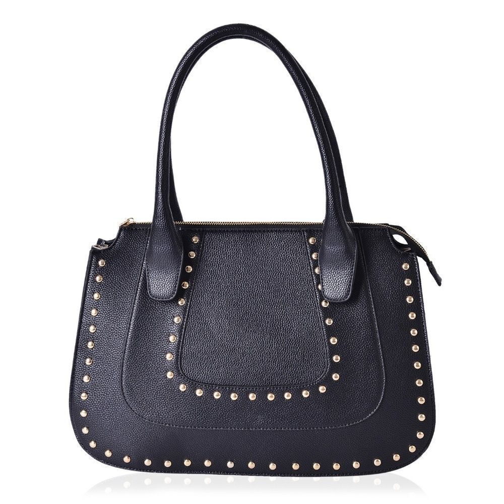 Studded Bag Shoulder/Handbag Leatherette Black